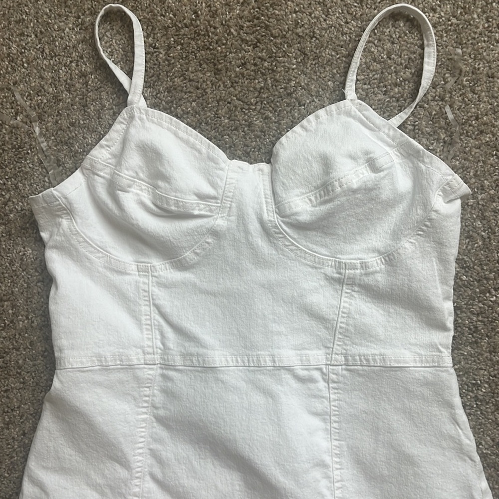 White jean Spaghetti Strap Dress size Medium